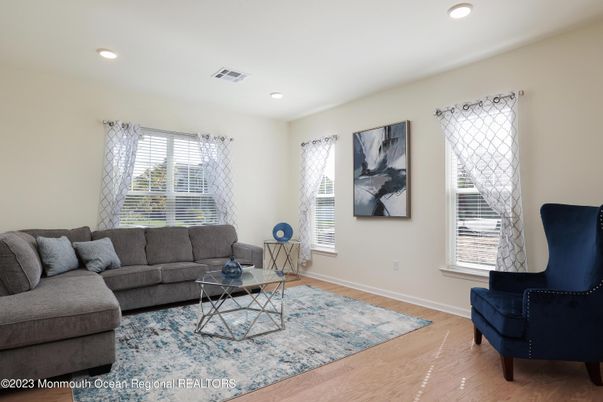 Interior, Living room, Recessed Lighting, Wood Texture Flooring