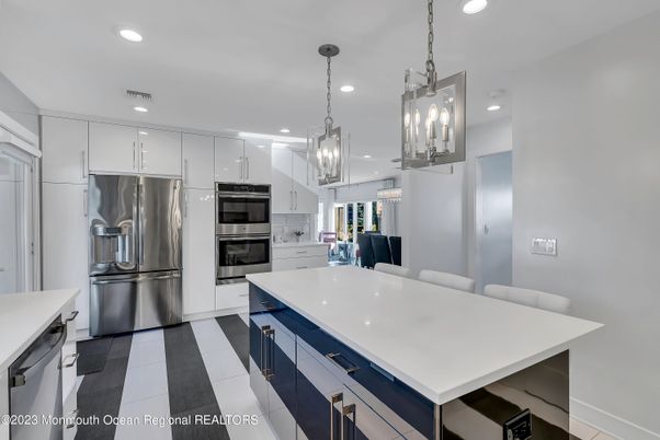 Interior, Kitchen, Pendant Lights, Recessed Lighting, Stainless Steel Appliances