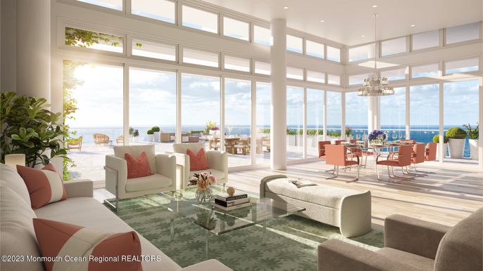 Interior, Living room, Pendant Lights, Recessed Lighting, Sun Room, Water, Wood Texture Flooring