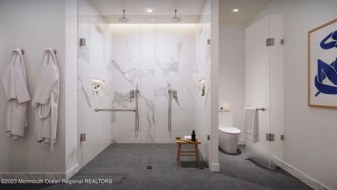 Bathroom, Glass Shower, Interior, Recessed Lighting