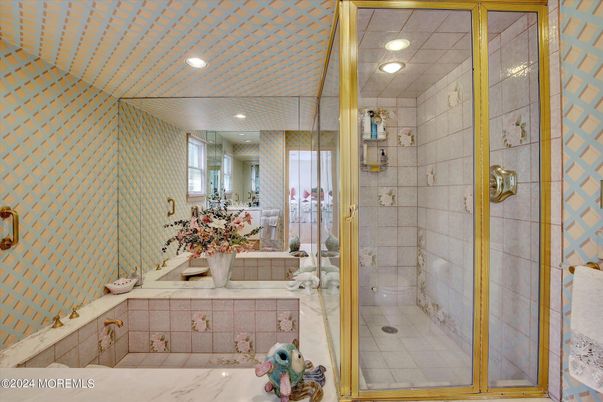 Bathroom, Glass Shower, Interior, Recessed Lighting