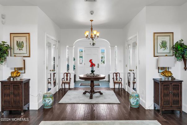 Chandelier, Interior, Wood Texture Flooring