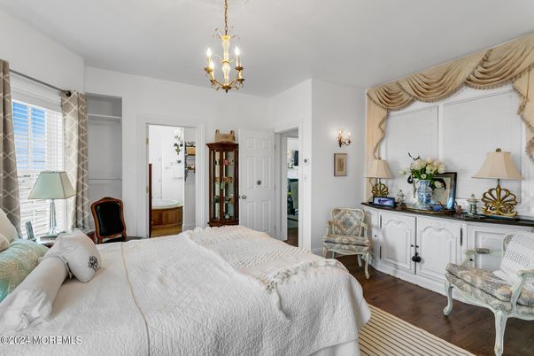 Bedroom, Chandelier, Interior, Wood Texture Flooring