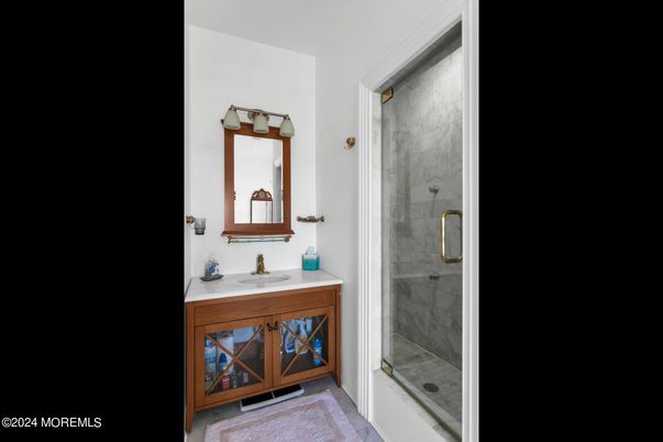 Bathroom, Glass Shower, Interior, Marble Walls