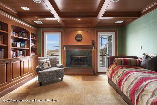 Fireplace, Interior, Living room, Recessed Lighting, Wooden Beams, Wooden Ceilings, Wood Texture Flooring