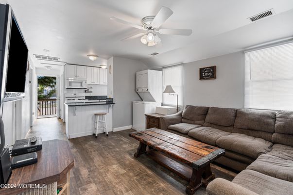 Interior, Kitchen, Living room, Stainless Steel Appliances, Wood Texture Flooring