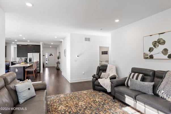 Interior, Kitchen, Living room, Recessed Lighting, Stainless Steel Appliances, Wood Texture Flooring