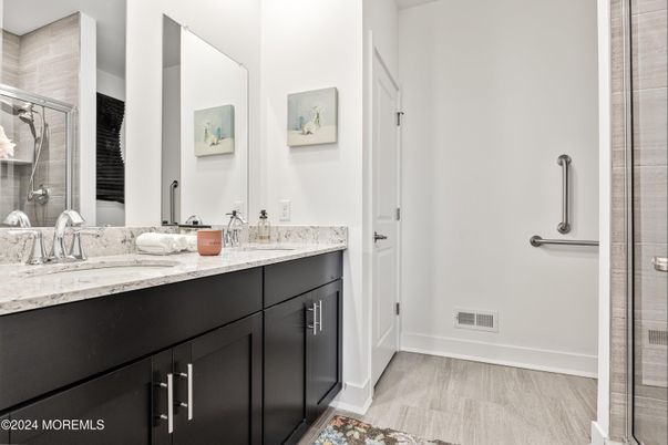 Bathroom, Dual Sink Vanities, Interior, Wood Texture Flooring