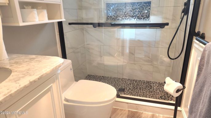 Bathroom, Glass Shower, Interior, Marble Walls
