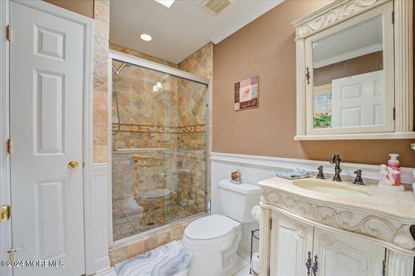Bathroom, Glass Shower, Interior, Recessed Lighting