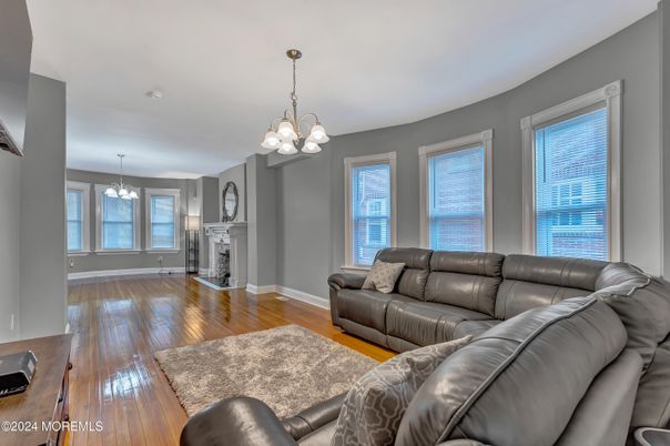 Chandelier, Interior, Living room, Wood Texture Flooring