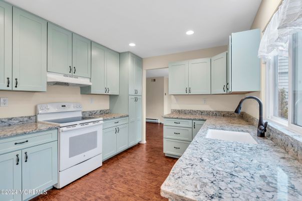 Interior, Kitchen, Recessed Lighting, Wood Texture Flooring