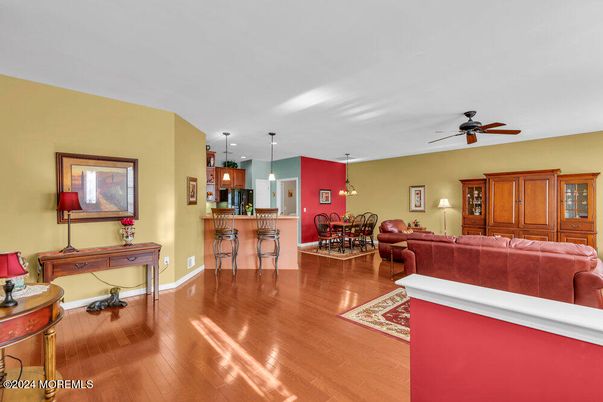 Dining room, Interior, Kitchen, Living room, Pendant Lights, Recessed Lighting, Wood Texture Flooring