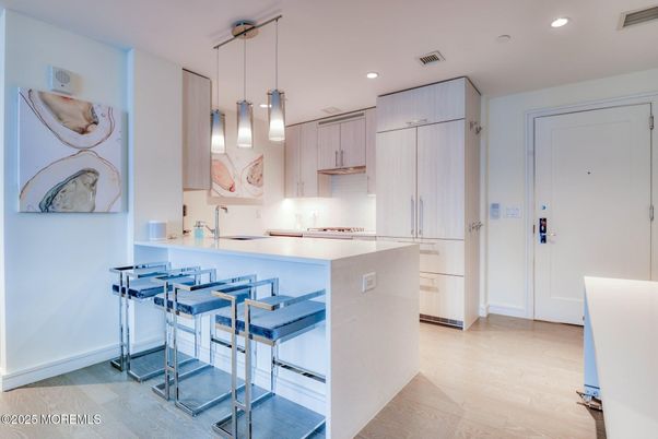 Interior, Kitchen, Pendant Lights, Recessed Lighting, Wood Texture Flooring