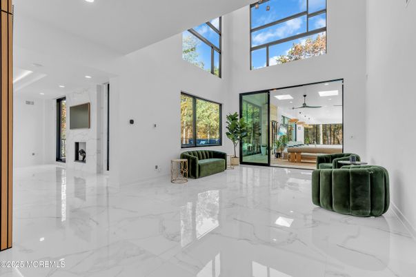 Fireplace, Interior, Marble, Recessed Lighting