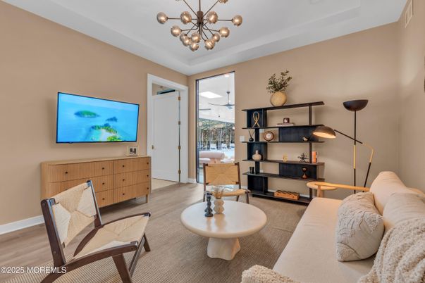 Interior, Living room, Pendant Lights, Wood Texture Flooring