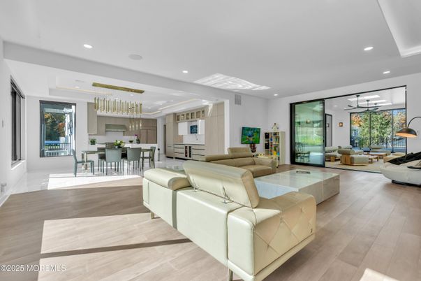 Dining room, Interior, Kitchen, Living room, Pendant Lights, Recessed Lighting, Wood Texture Flooring