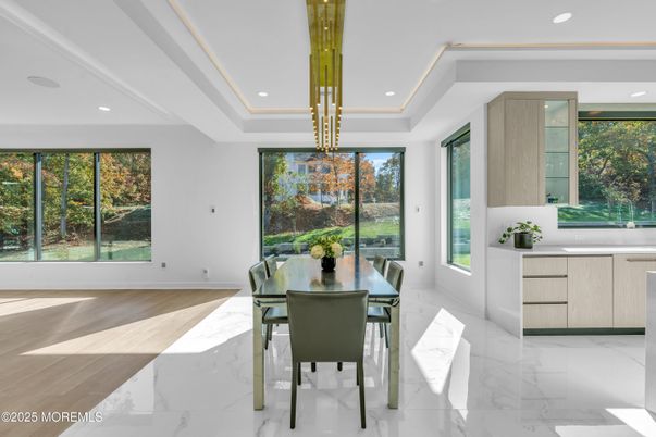 Dining room, Interior, Marble, Pendant Lights, Recessed Lighting