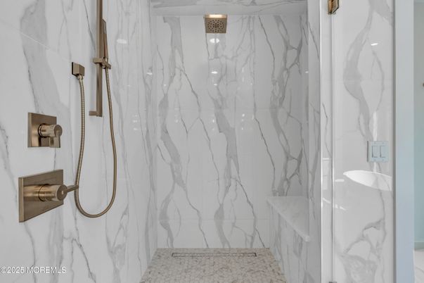 Bathroom, Glass Shower, Interior, Marble Walls