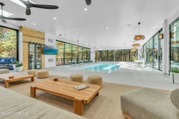 Interior, Pendant Lights, Pool, Recessed Lighting, Wooden Walls