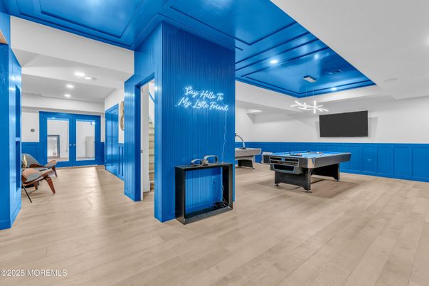 Game Room, Interior, Recessed Lighting, Wood Texture Flooring