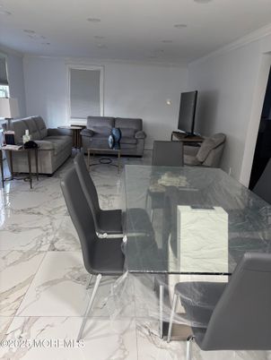 Dining room, Interior, Living room, Marble, Recessed Lighting
