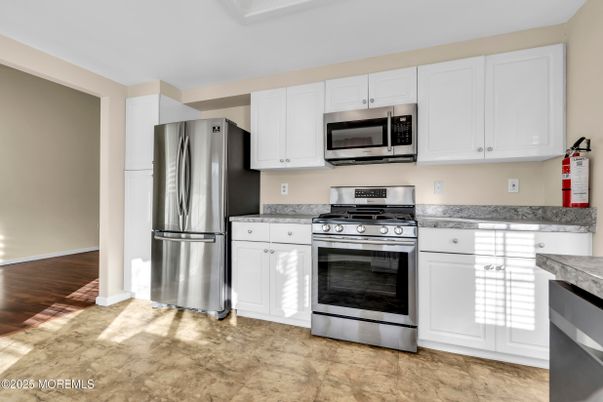 Interior, Kitchen, Stainless Steel Appliances, Wood Texture Flooring