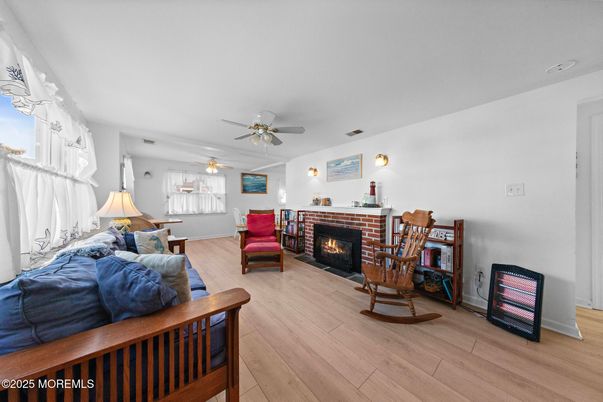 Fireplace, Interior, Wood Texture Flooring
