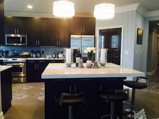 Chandelier, Interior, Kitchen, Recessed Lighting, Stainless Steel Appliances
