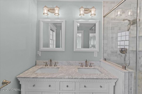 Bathroom, Dual Sink Vanities, Glass Shower, Interior