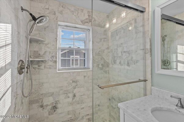 Bathroom, Glass Shower, Interior, Marble Walls
