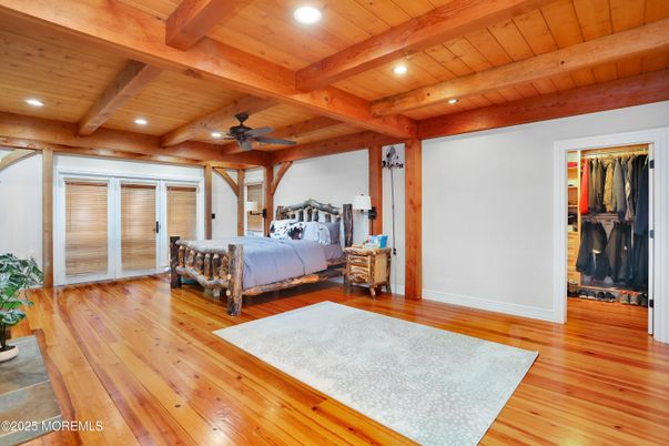 Bedroom, Interior, Recessed Lighting, Wooden Beams, Wooden Ceilings, Wood Texture Flooring