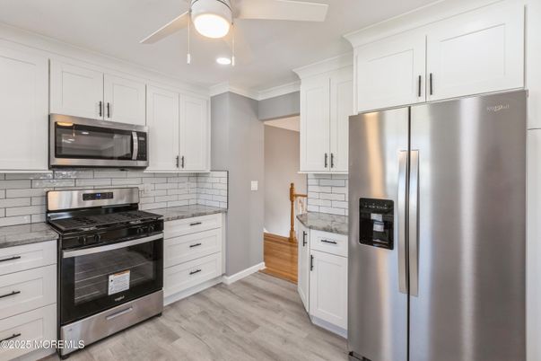 Interior, Kitchen, Stainless Steel Appliances, Wood Texture Flooring