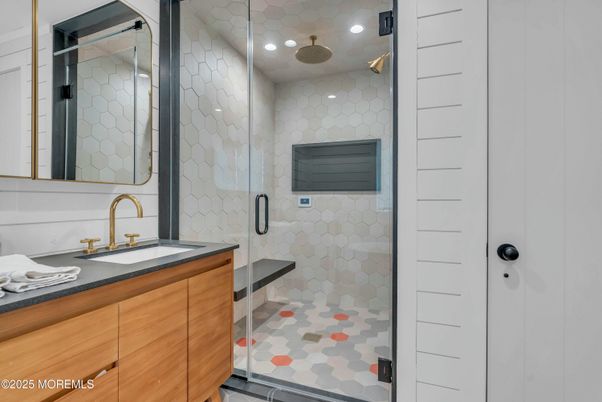 Bathroom, Glass Shower, Interior, Recessed Lighting