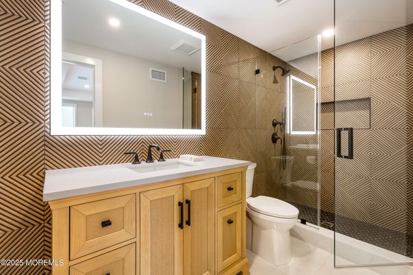 Bathroom, Glass Shower, Interior, Recessed Lighting