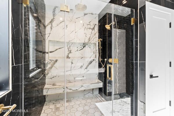 Bathroom, Glass Shower, Interior, Marble, Marble Walls