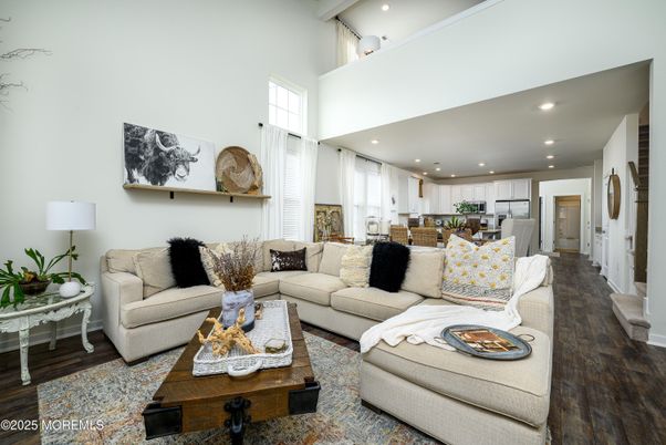 Interior, Kitchen, Living room, Recessed Lighting, Wood Texture Flooring