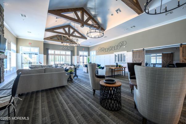 Interior, Living room, Pendant Lights, Recessed Lighting, Wooden Beams