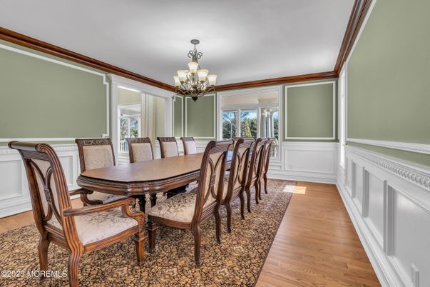 Chandelier, Dining room, Interior, Wood Texture Flooring