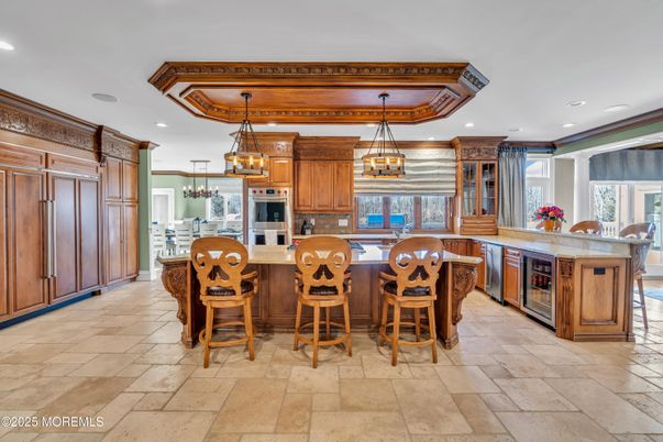 Chandelier, Interior, Kitchen, Pendant Lights, Recessed Lighting, Stainless Steel Appliances