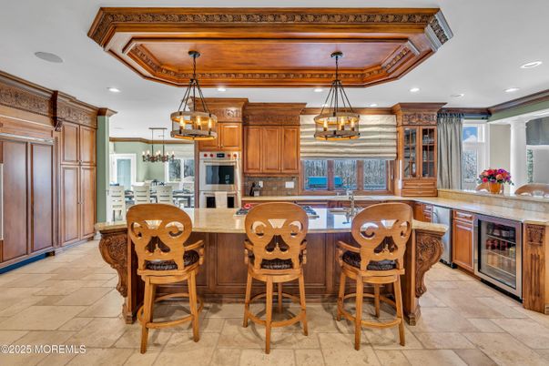 Chandelier, Interior, Kitchen, Pendant Lights, Recessed Lighting, Stainless Steel Appliances