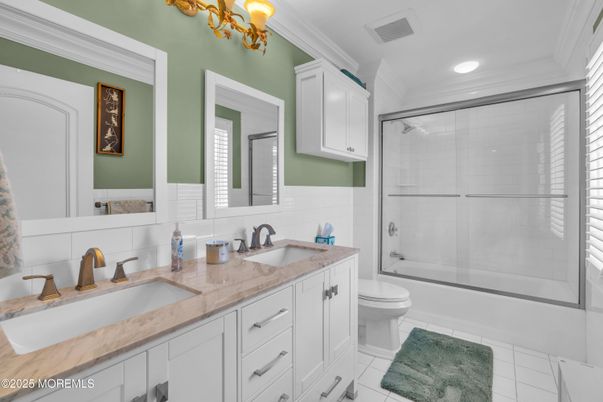 Bathroom, Dual Sink Vanities, Glass Shower, Interior, Recessed Lighting