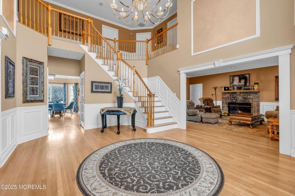 Chandelier, Fireplace, Interior, Wood Texture Flooring