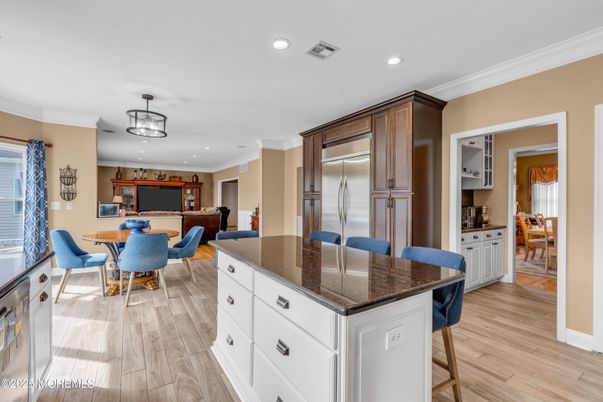 Dining room, Interior, Kitchen, Recessed Lighting, Wood Texture Flooring