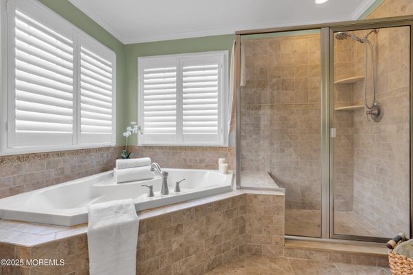 Bathroom, Glass Shower, Interior, Recessed Lighting, Stone Walls