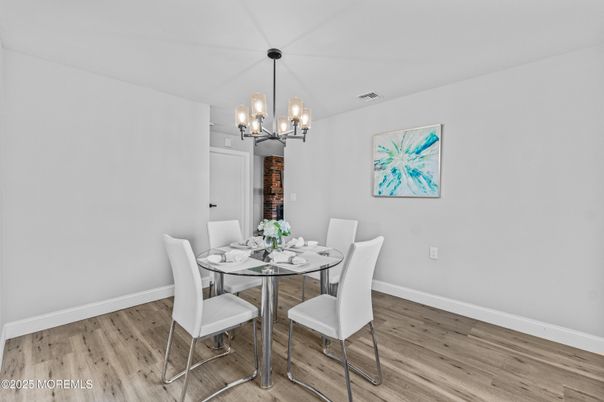 Chandelier, Dining room, Interior, Wood Texture Flooring