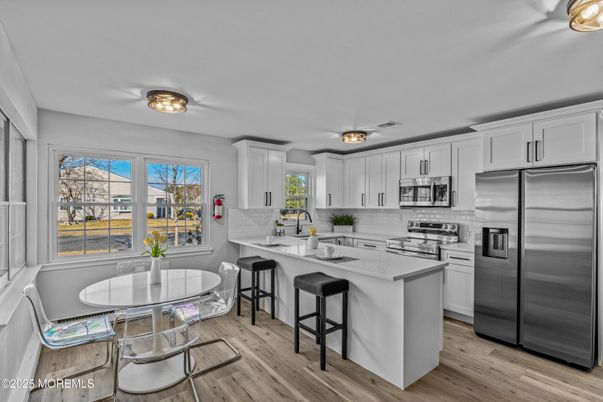 Interior, Kitchen, Stainless Steel Appliances, Wood Texture Flooring