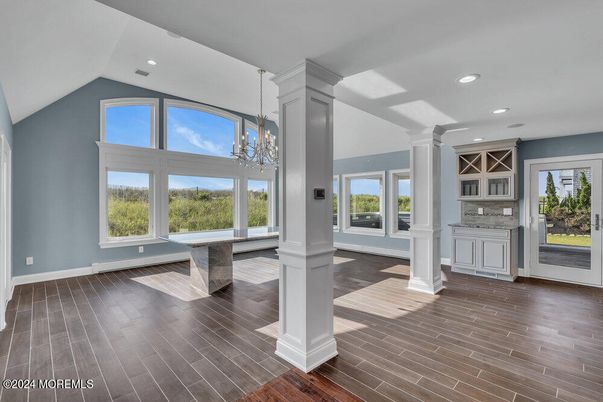 Chandelier, Interior, Recessed Lighting, Wood Texture Flooring