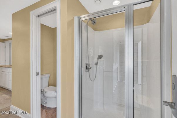 Bathroom, Glass Shower, Interior, Recessed Lighting
