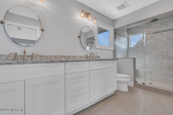 Bathroom, Dual Sink Vanities, Glass Shower, Interior